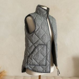 J. Crew Factory Herringbone Printed Quilted Down Puffer Vest Women’s Sz‎ XS